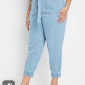 ELOQUII Denim Joggers With Cute Belt Pants Size 24